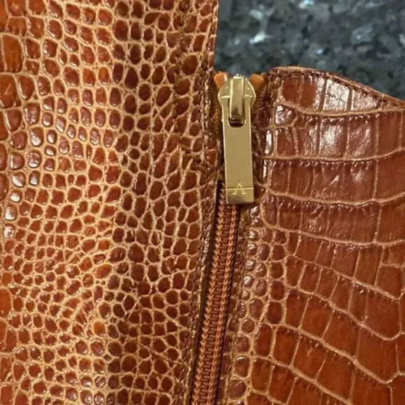 Aquatalia Brown Florina Croc Embossed Leather Over The Knee Boots/Booties main image 3